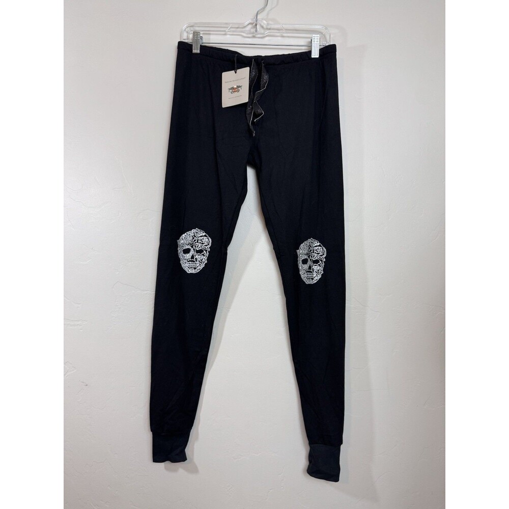 NEW Harley Davidson Black Graphic Print Sleepwear Joggers Women’s Size Medium - Picture 1 of 7